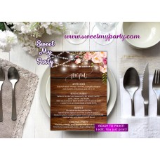 Rustic menu card, Mason jar menu card,(100w)